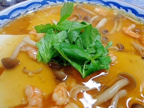 エビと豆腐のあんかけ蒸し